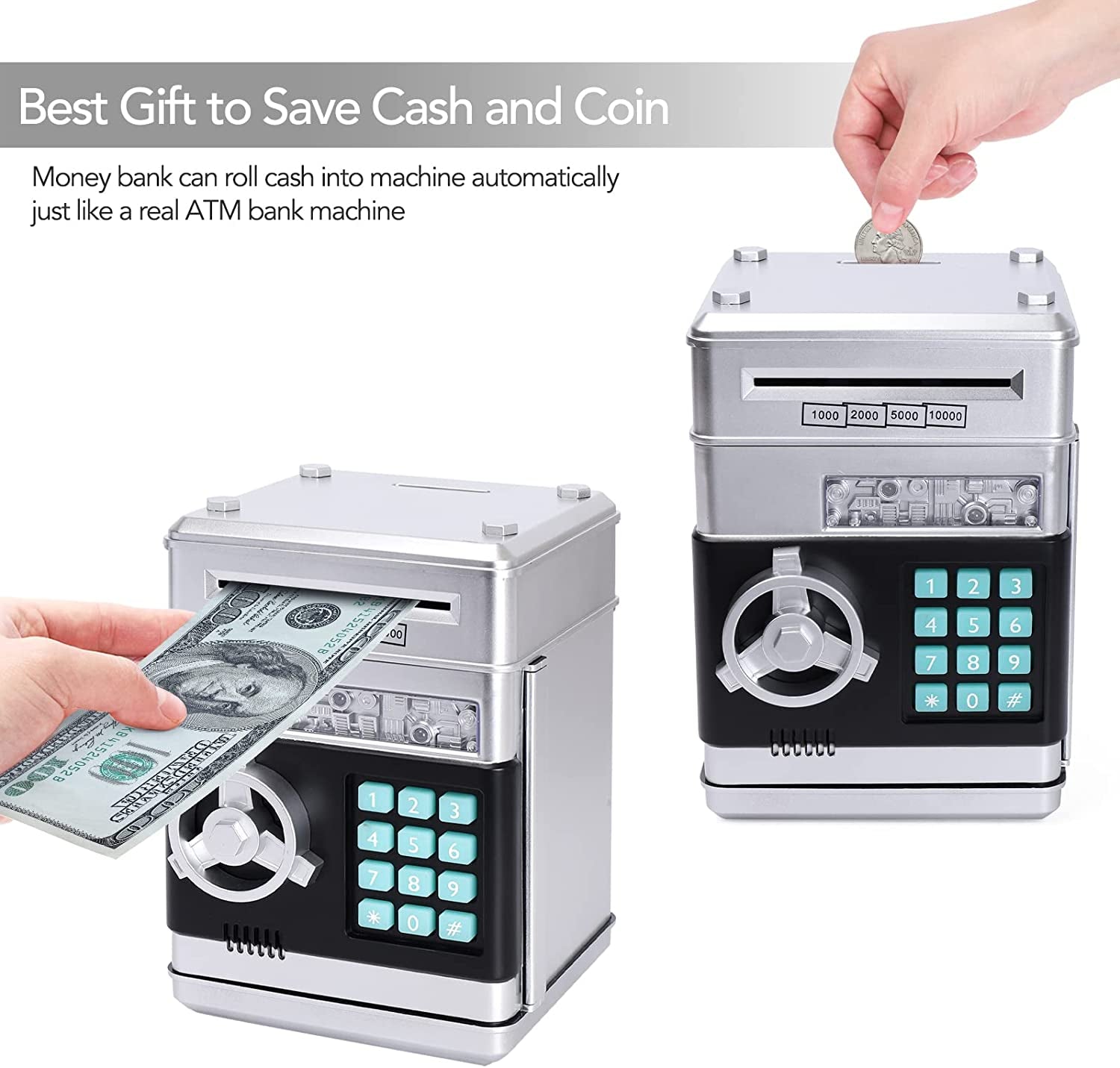 Piggy Bank - Electronic ATM Money Saving Box Toy Gift for Kids