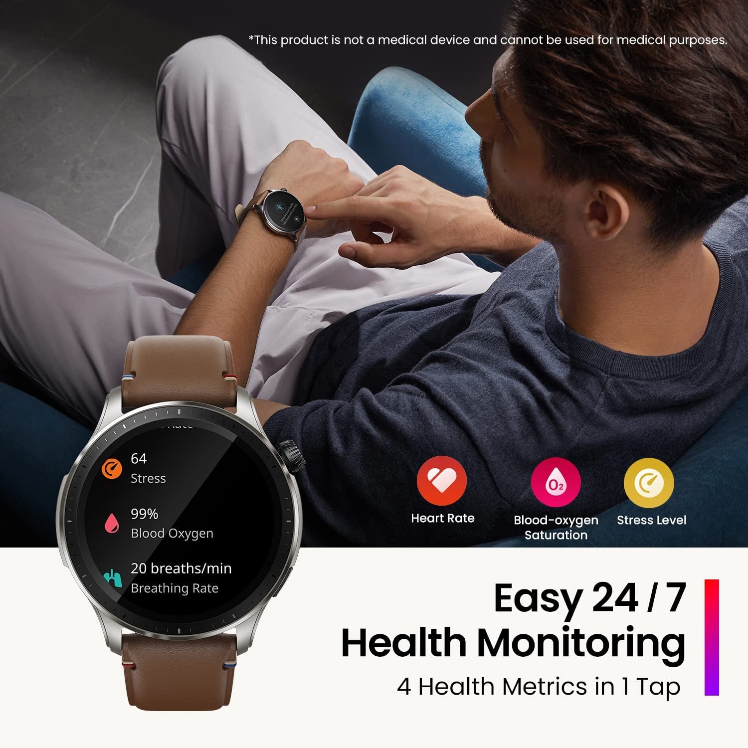 Men Smartwatch - Android & iPhone Dual-Band GPS Alexa Built-In Bluetooth Calls 150+ Sports Modes 14-Day Battery Life