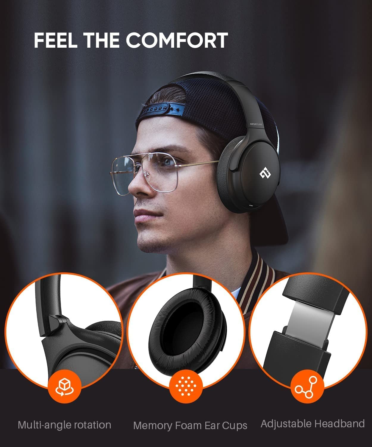 Active Noise Cancelling Bluetooth Headphones Deep Bass Headset