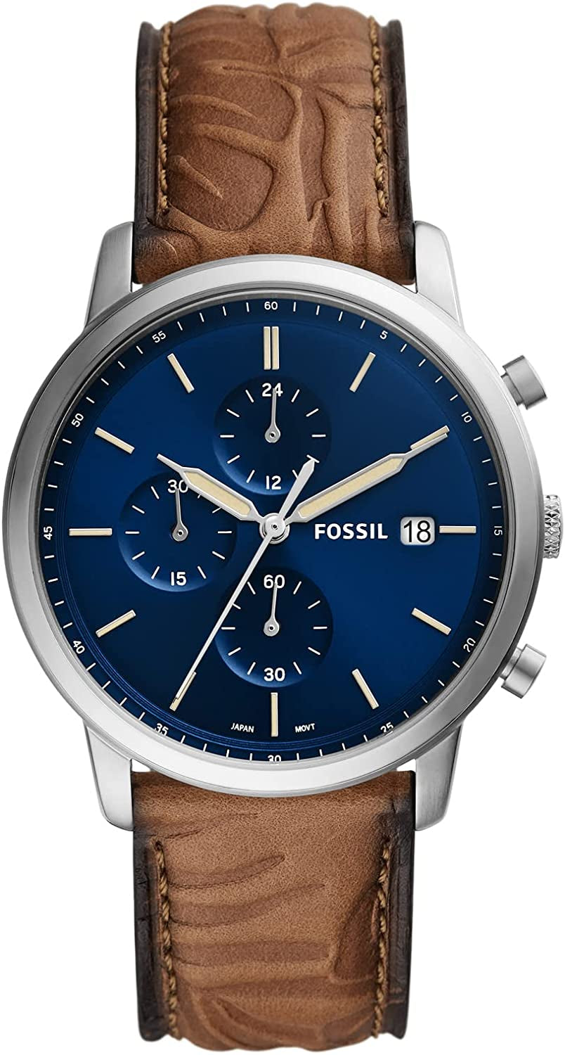 Men's Minimalist Watch - Leather or Stainless Steel Band Chronograph or Analog Watch Fossil