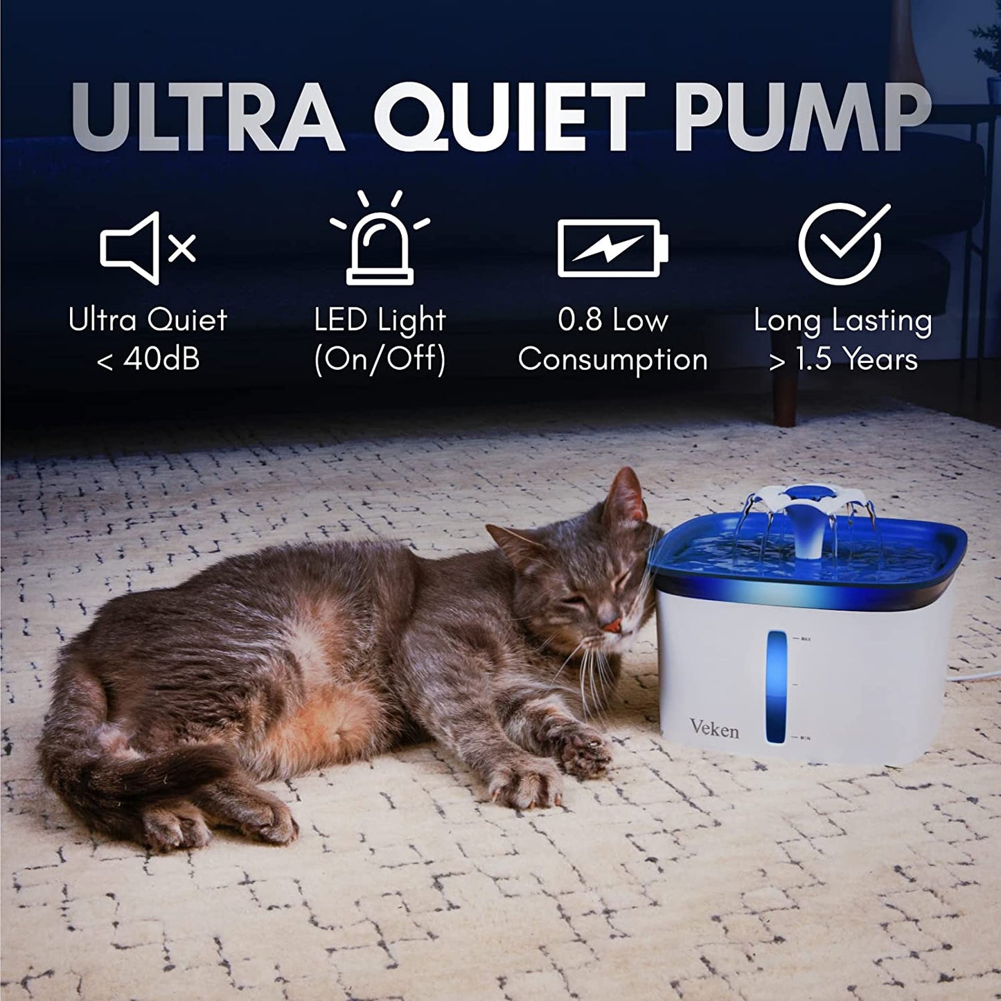 Pet Fountain - Automatic Water Dispenser with Smart Pump for Pet 95Oz/2.8L