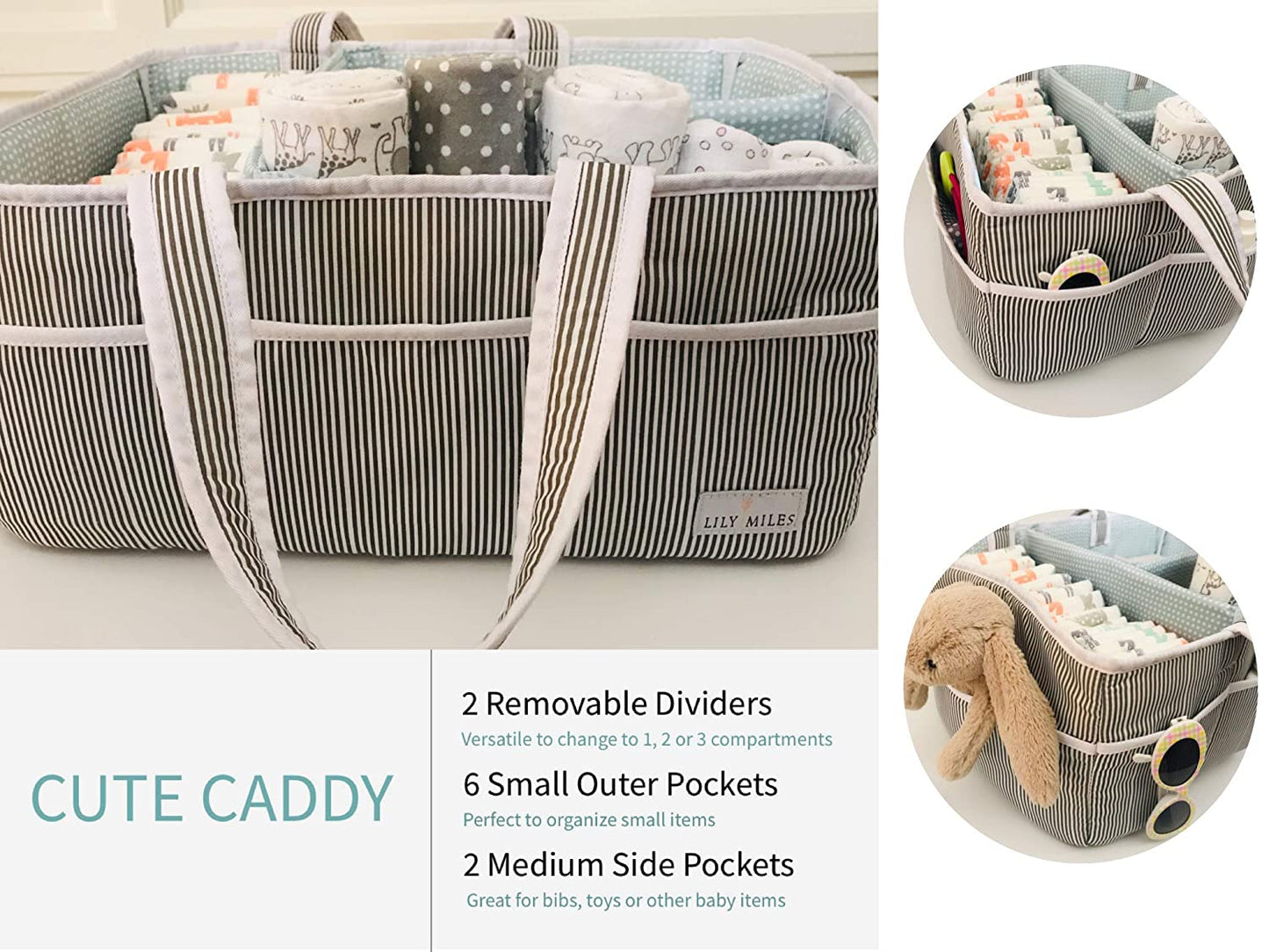 Baby Diaper Caddy - Organizer Tote Bag for Infant Baby Shower Basket