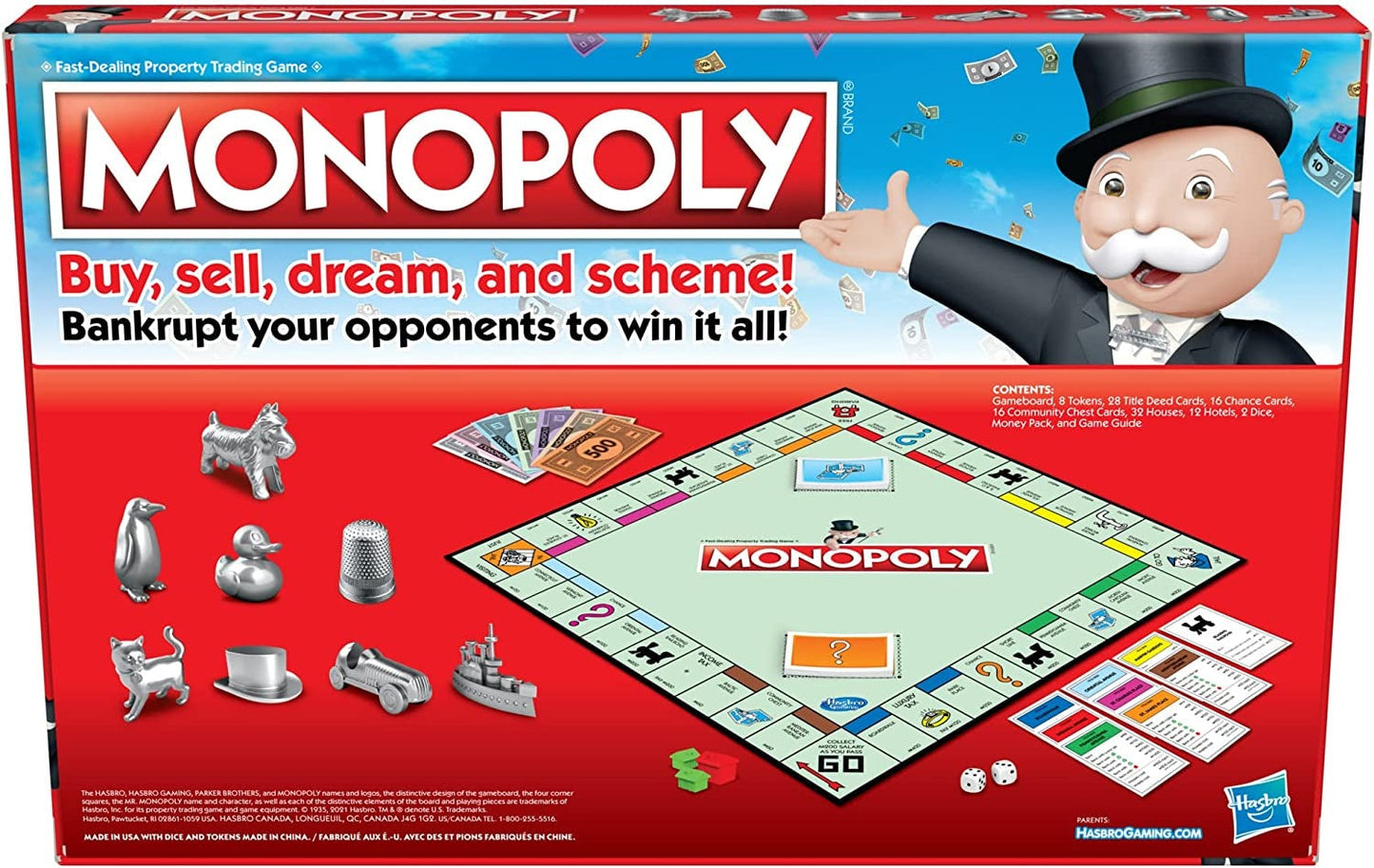 Monopoly Game - Family Board Games for 2 to 6 Players Includes 8 Tokens