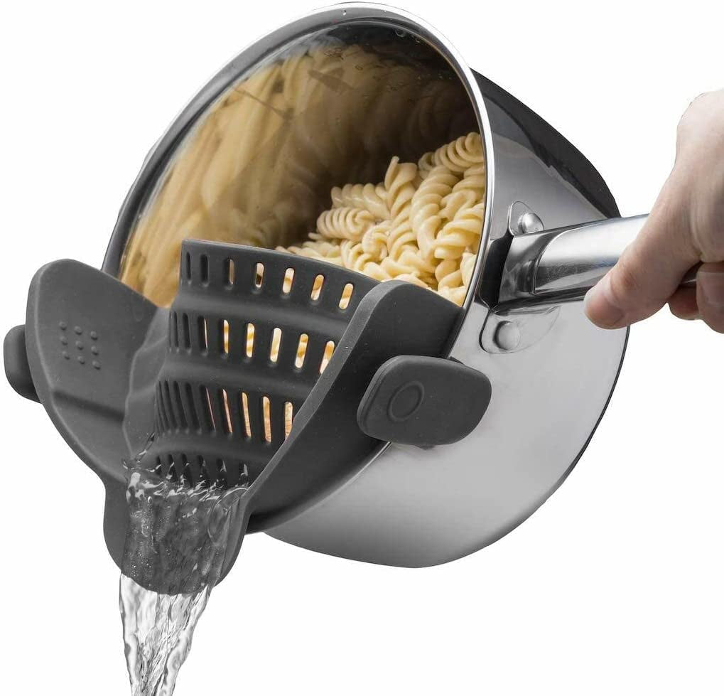 Pasta Strainer - Adjustable Silicone Clip on Strainer for Pots