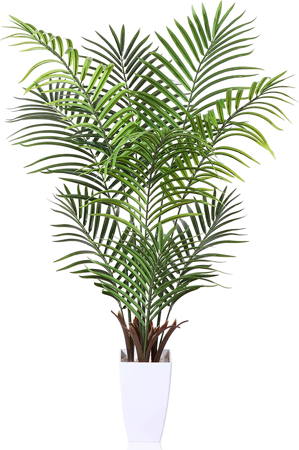 Artificial Palm Tree Plant - Tropical Palm Plant with White Taper Planter