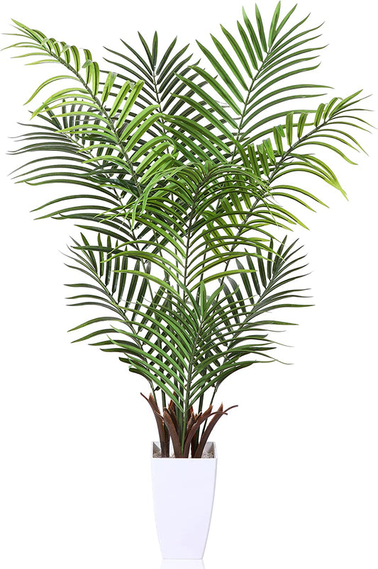 Artificial Palm Tree Plant - Tropical Palm Plant with White Taper Planter