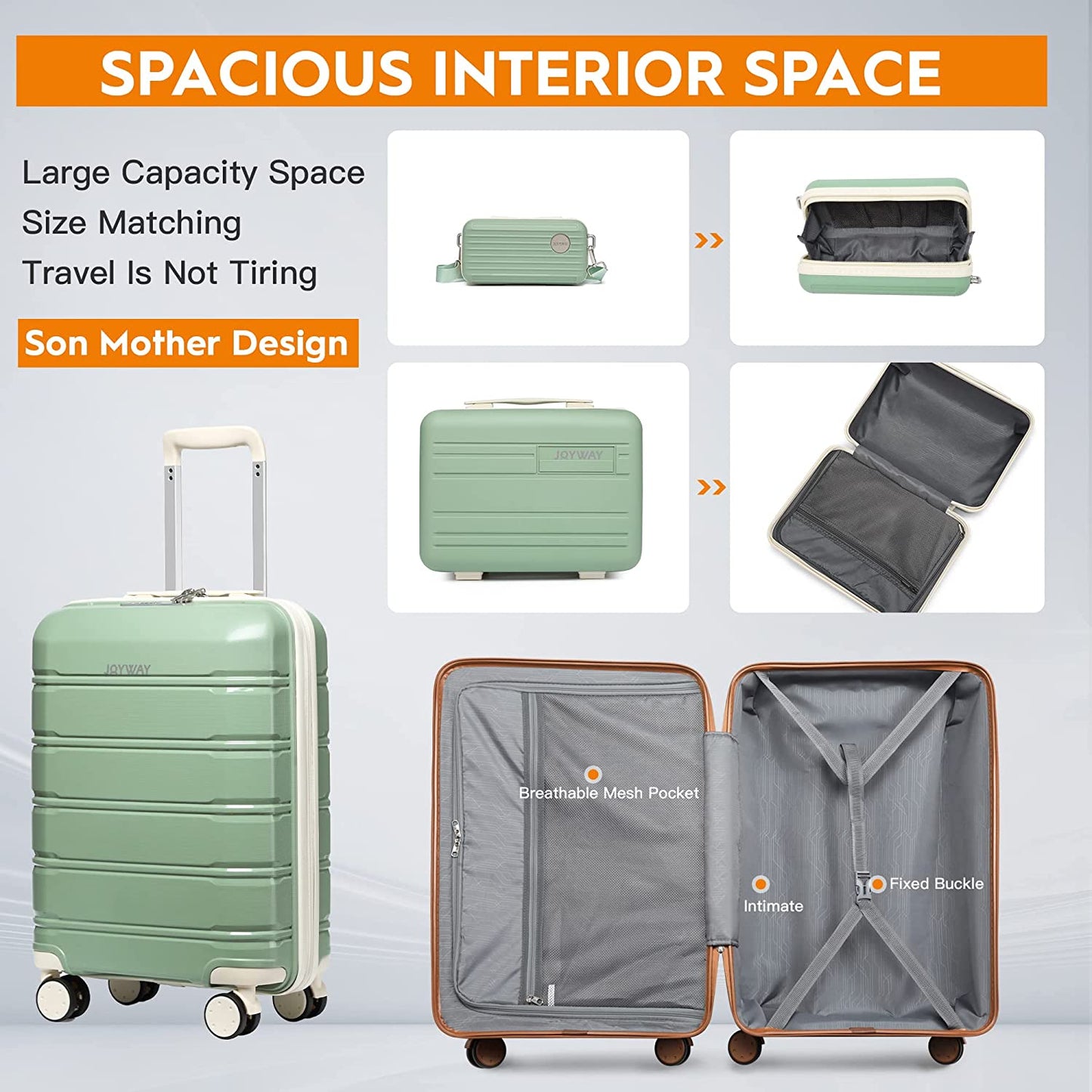 Suitcase Set - Carry-On Suitcases Set with TSA Lock Rigid Luggage with Swivel Wheels