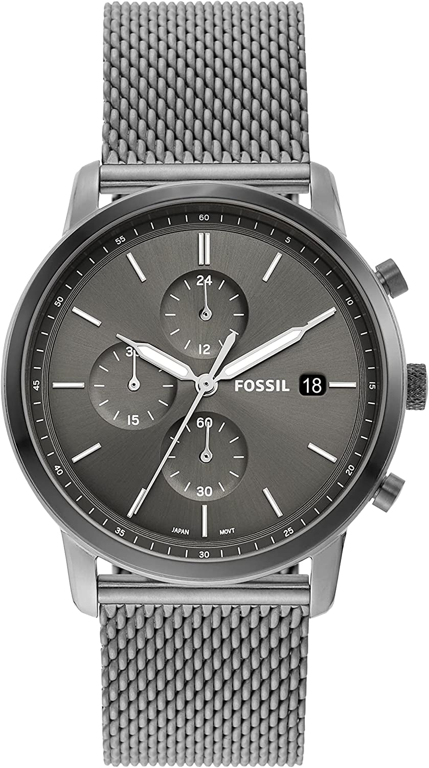 Men's Minimalist Watch - Leather or Stainless Steel Band Chronograph or Analog Watch Fossil