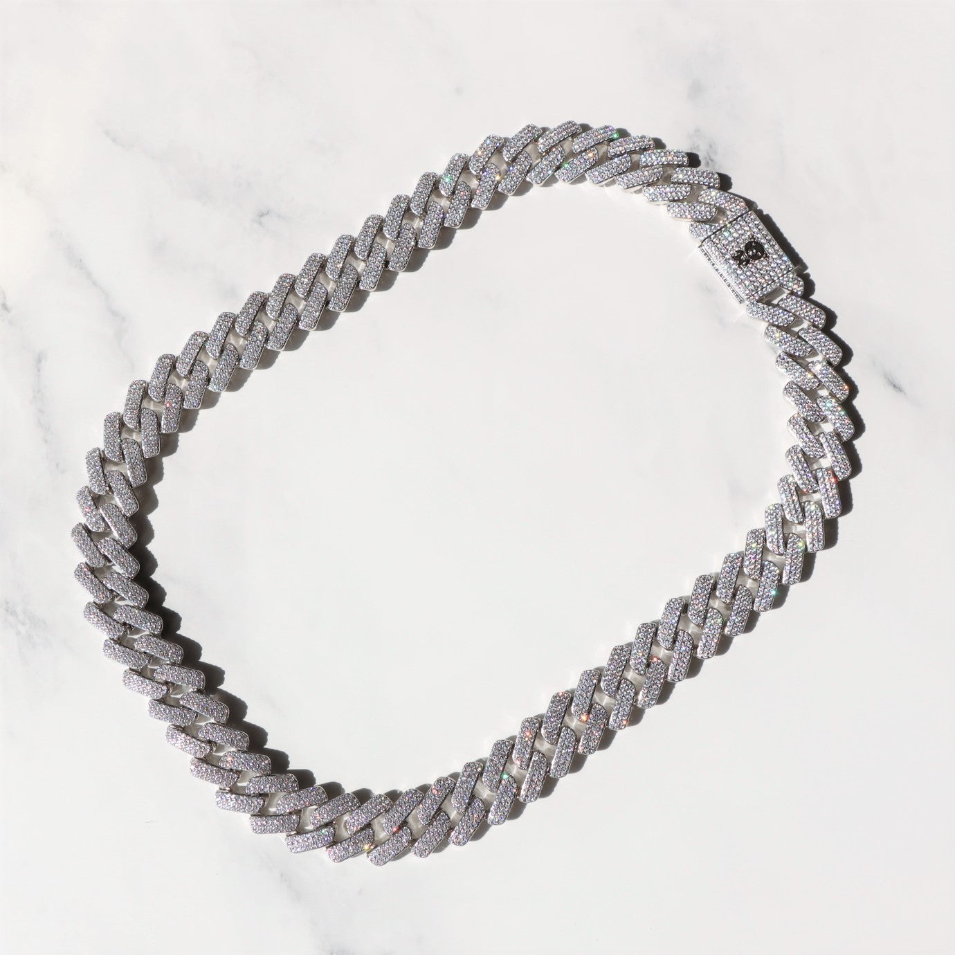 Monaco Chain in White Gold - Diamond Prong Monaco Chain