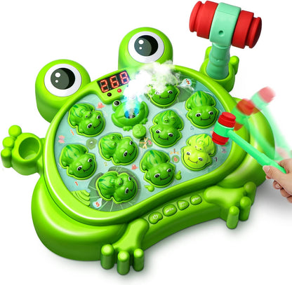 Whack A Frog Toddler Toys - 5 Modes 45 Levels 9 Music Spray and Light-Up Toy for Early Learning