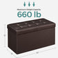 Folding Storage Ottoman Bench - Storage Chest with Flipping Lid 30 Inches