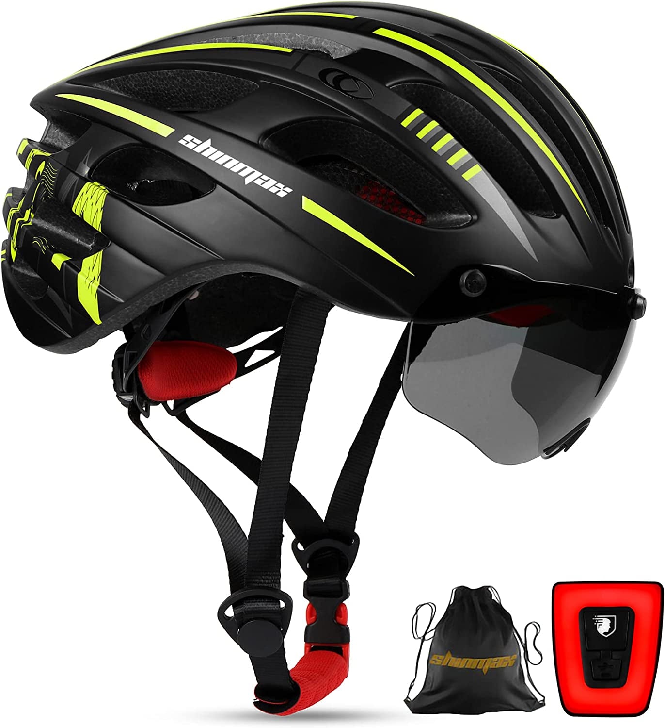 Reflective Bicycle Helmet - USB Rechargeable Light Helmet with Detachable Magnetic UV Goggles