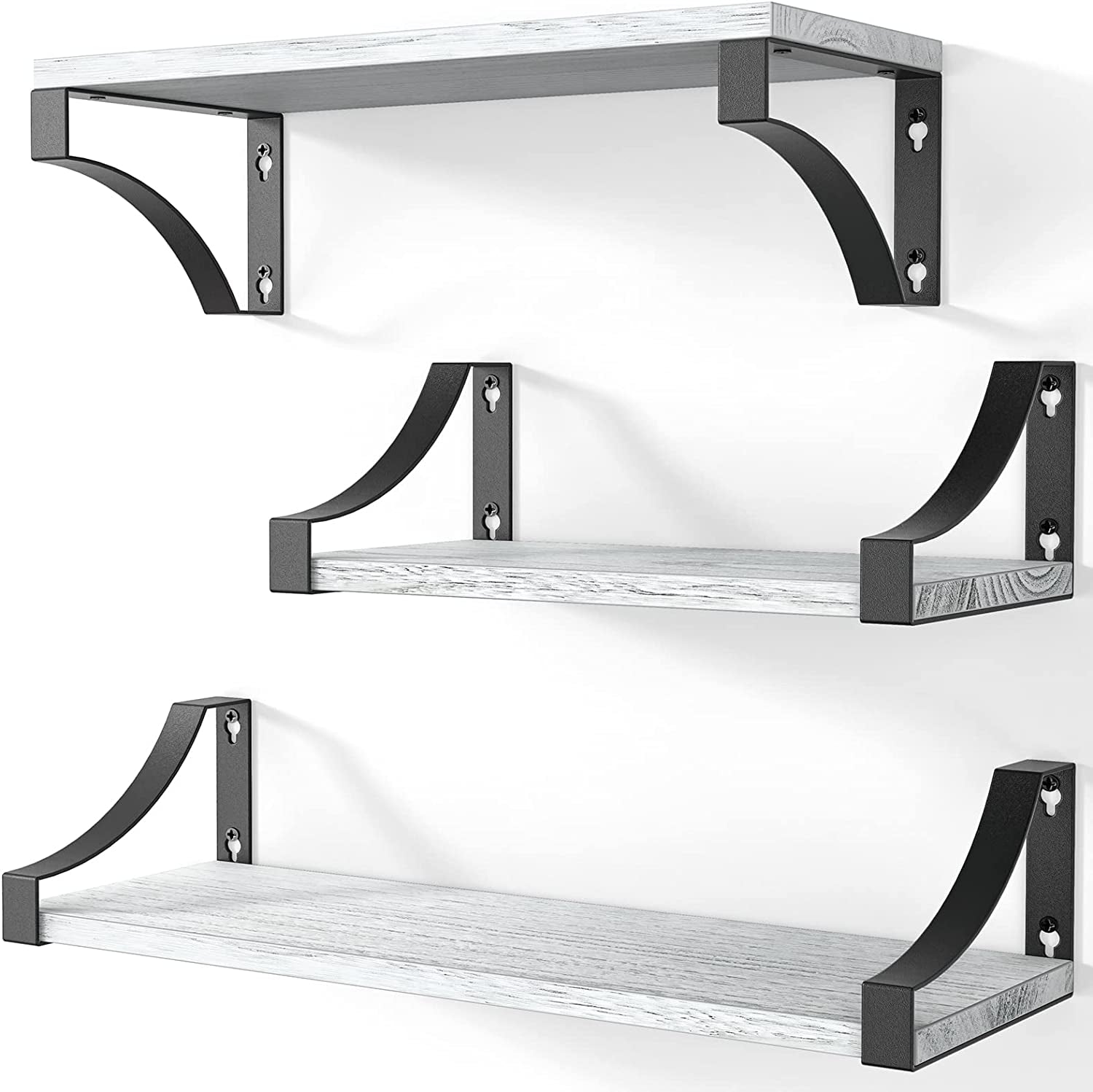 Floating Shelves Set - Heavy Duty Metal Frame Hold up to 55Lbs Wall Shelves For Decor