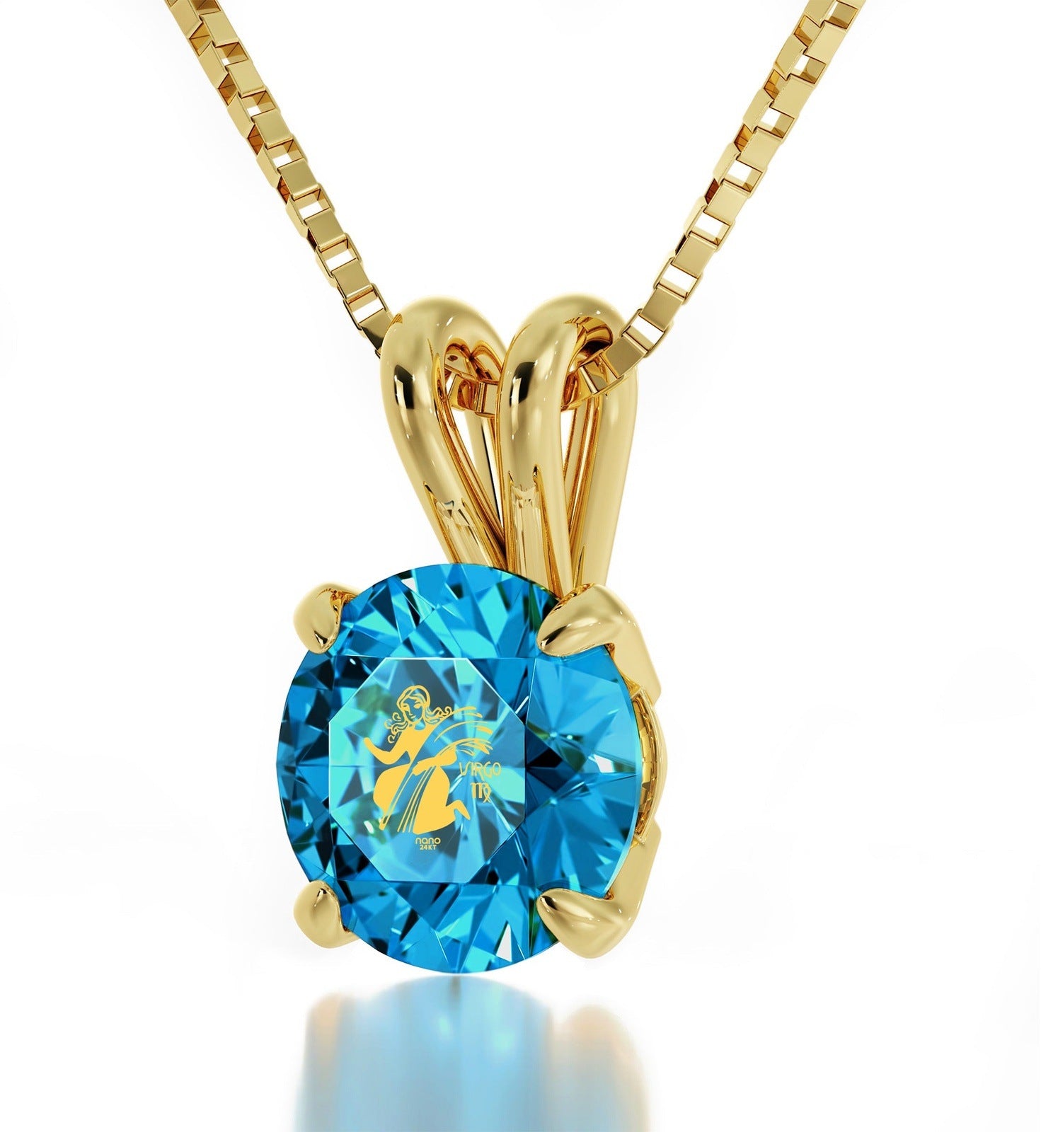 Virgo Necklace 24k Gold inscribed on Crystal