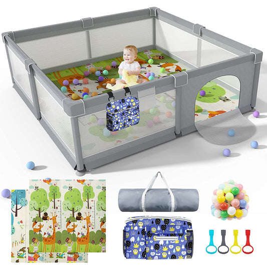 Baby Playpen - Extra Play Yard for Babies and Toddlers with Safety Mat