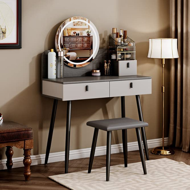 Makeup Vanity Desk - Mirror & 3 Modes Lights Table Set with Sliding Drawers