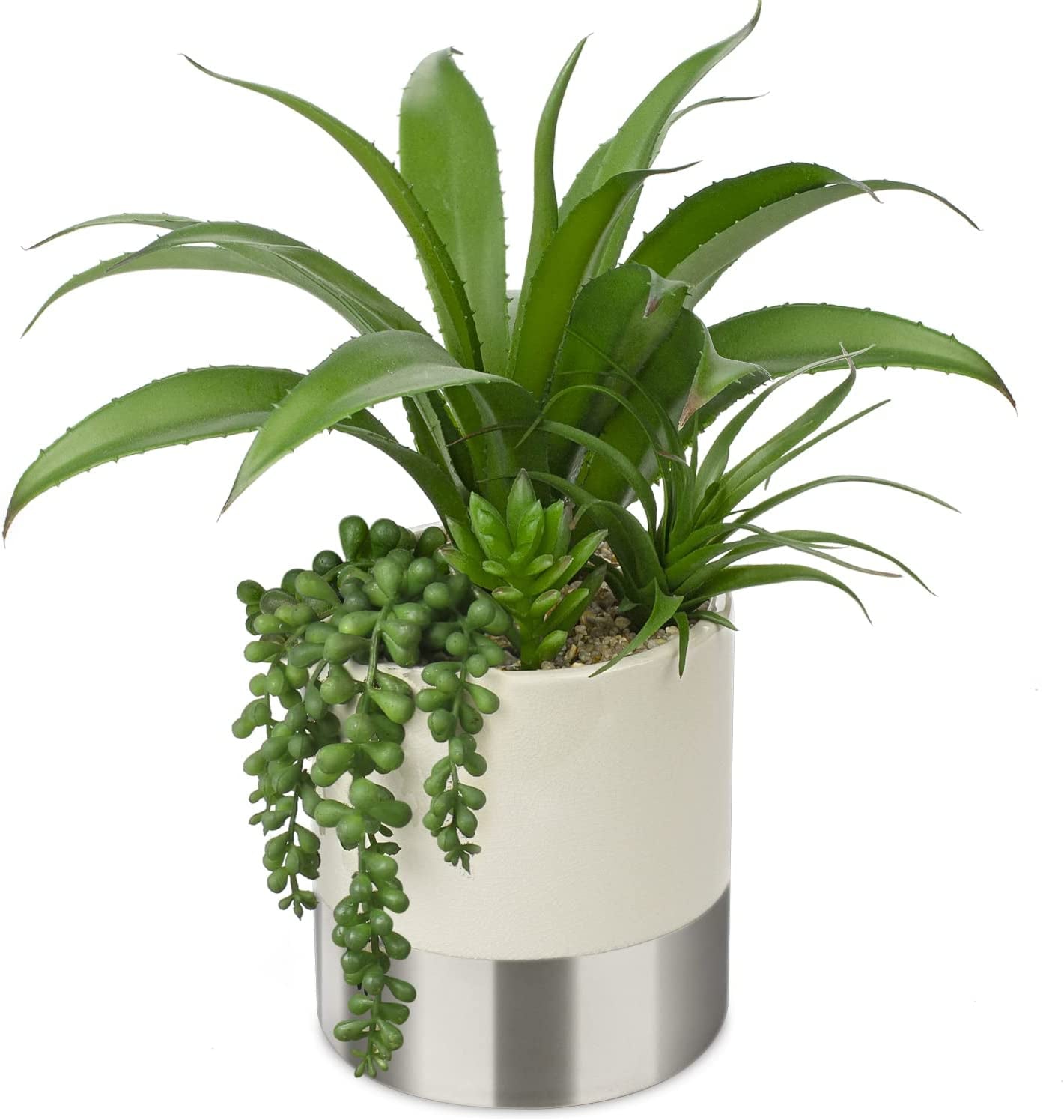 Artificial Plants Faux - Fake Succulent Plants in Ceramic Pot for Decor