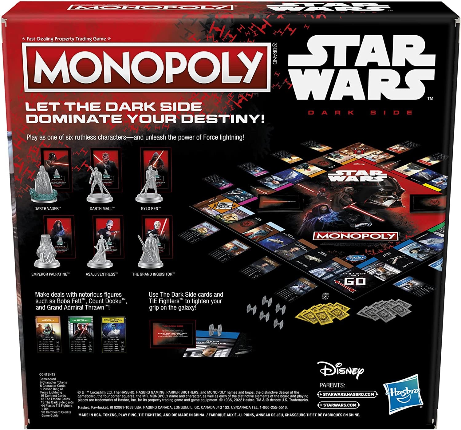 Monopoly - Disney Star Wars Dark Side Edition Board Game for Families and Kids