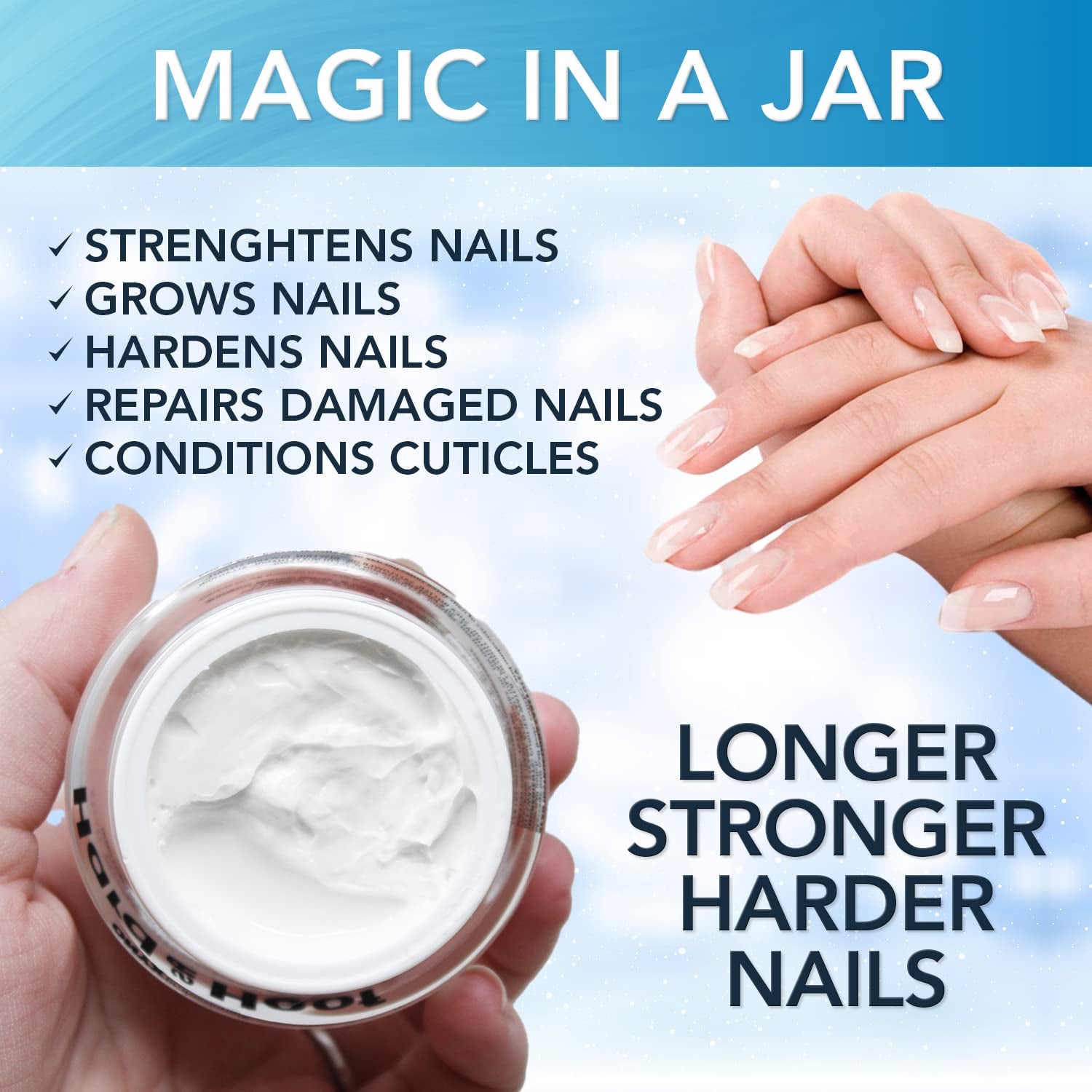 Hard as Hoof - Nail Growth Nail Strengthening Cream with Coconut Scent & Conditioning Cuticle Cream Stops Splits