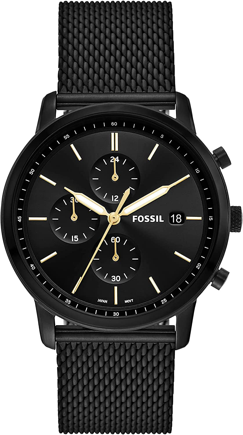 Men's Minimalist Watch - Leather or Stainless Steel Band Chronograph or Analog Watch Fossil