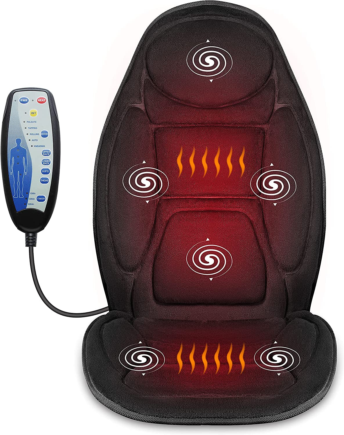 Massage Seat Cushion - Heat 6 Vibrating Motors and 2 Heat Levels