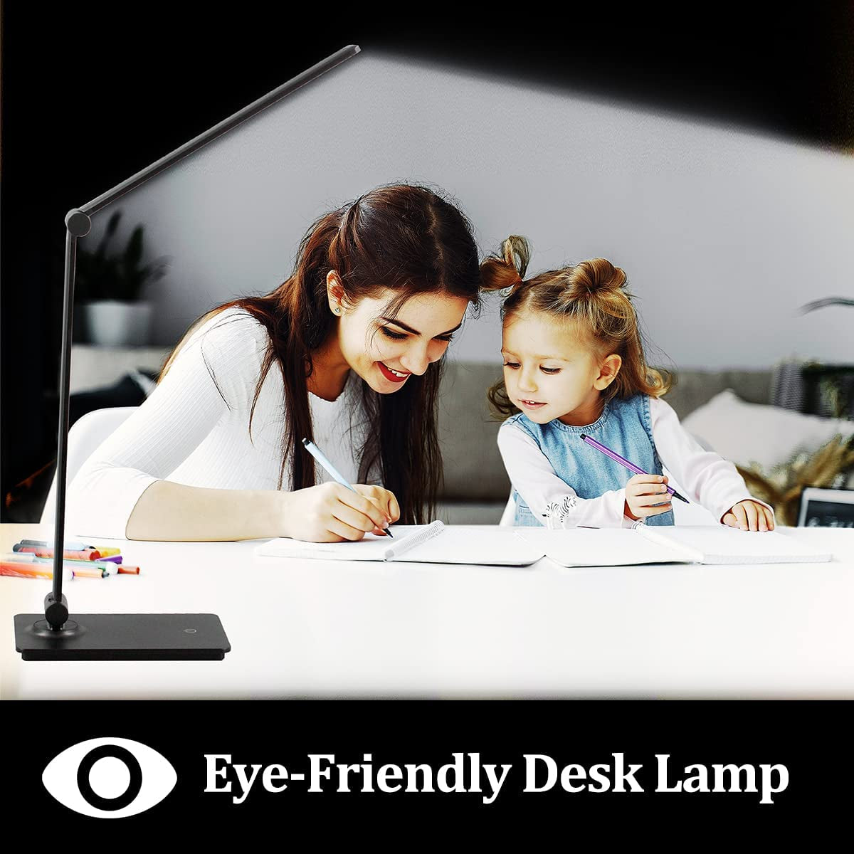 LED Touch Control Desk Lamp - 3 Levels Brightness & Adjustable Arm Office Lamp