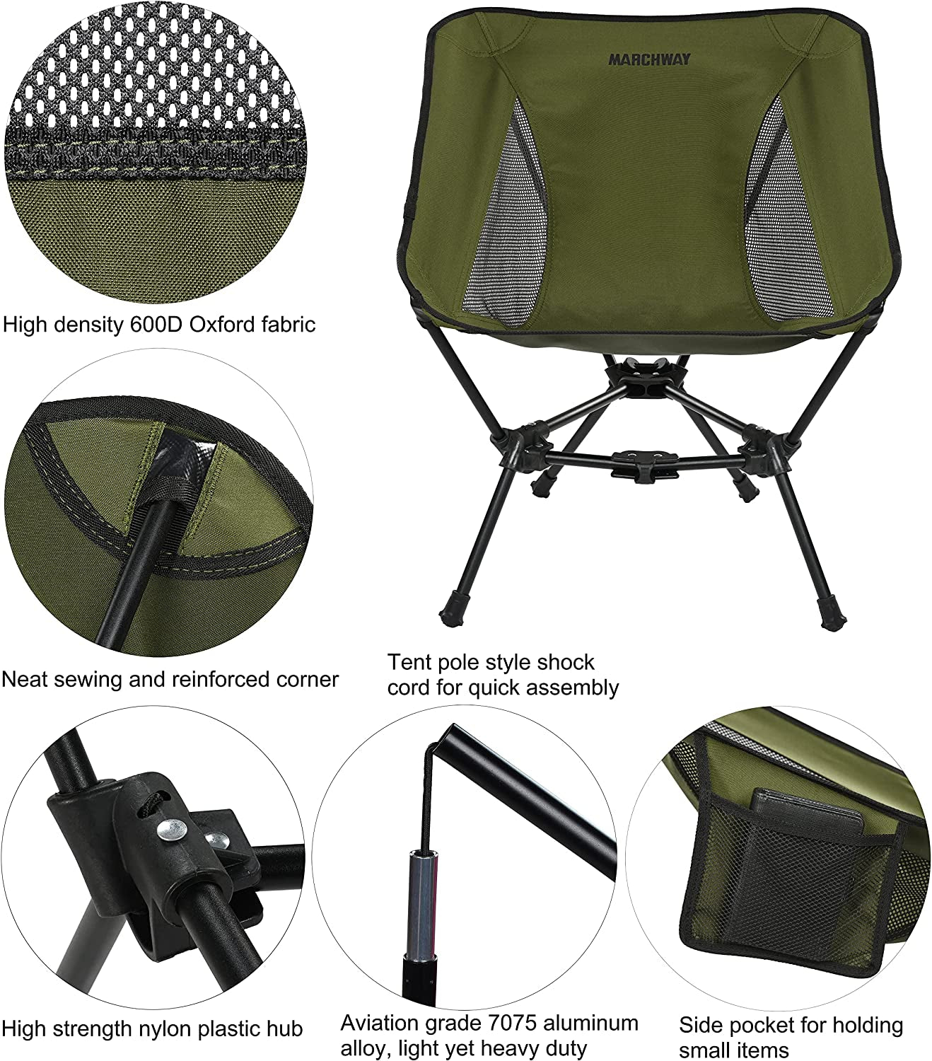 Folding Camping Chair - Portable Compact Outdoor Camp Travel Beach Picnic Festival Chair