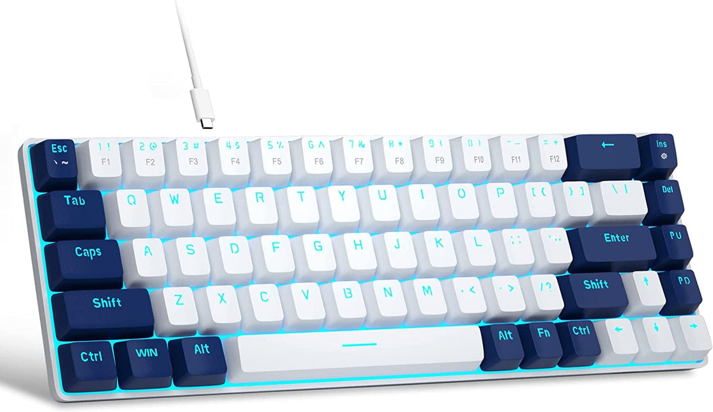 Mechanical Gaming Keyboard - LED Backlit Compact 68 Keys Mini Wired Office Keyboard