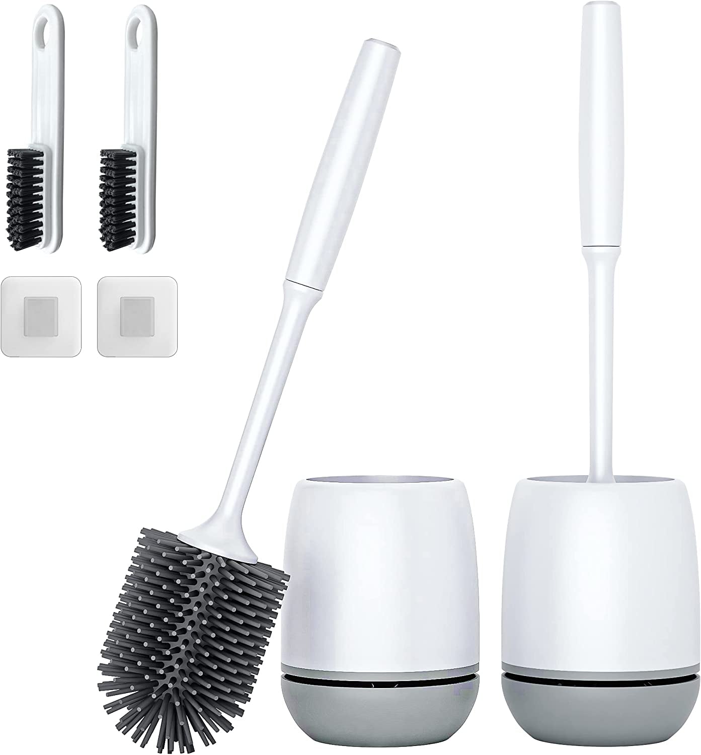 Toilet Brush - Toilet Brush with Ventilated Holder and Silicone Bristles