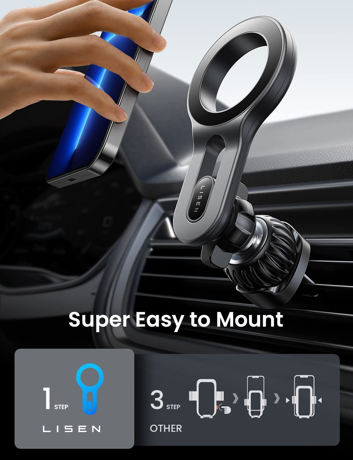 Magnetic Phone Holder - Easily Install Magnetic Car Mount