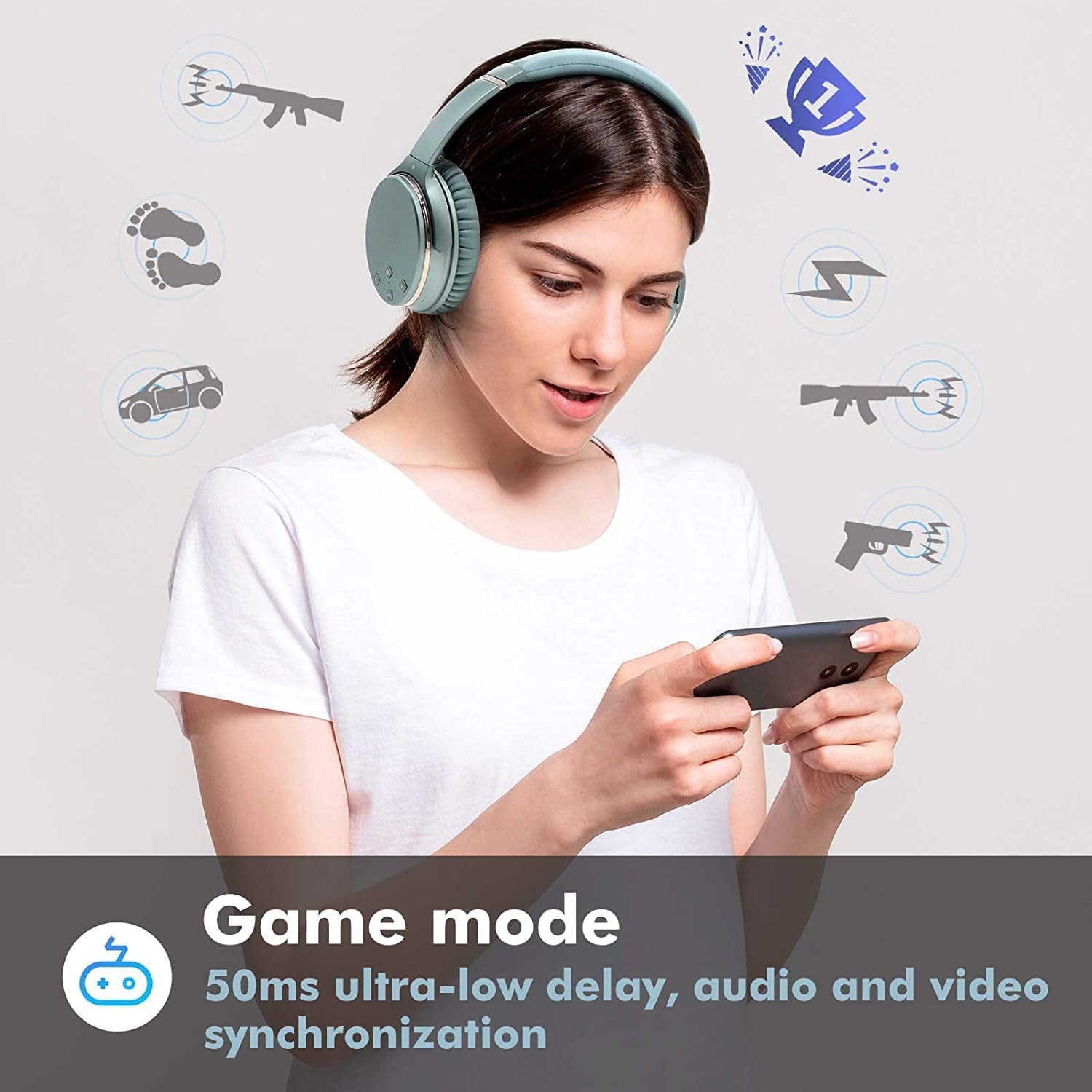 Noise Cancelling Wireless Headphones with Game Mode