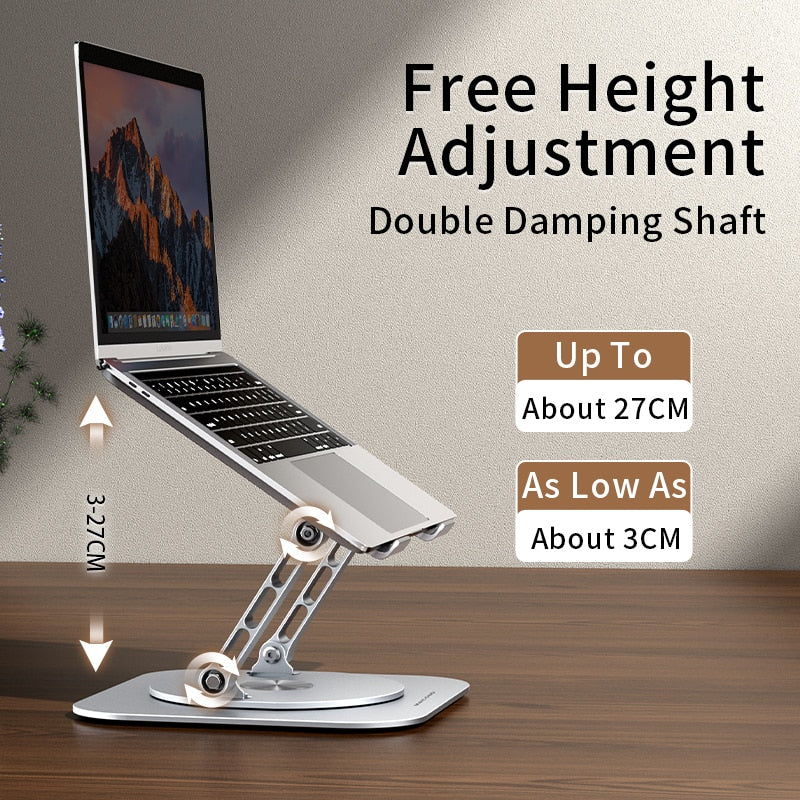 Laptop Stand 360° Desk Rotating Base - Laptop Riser Adjustable Height