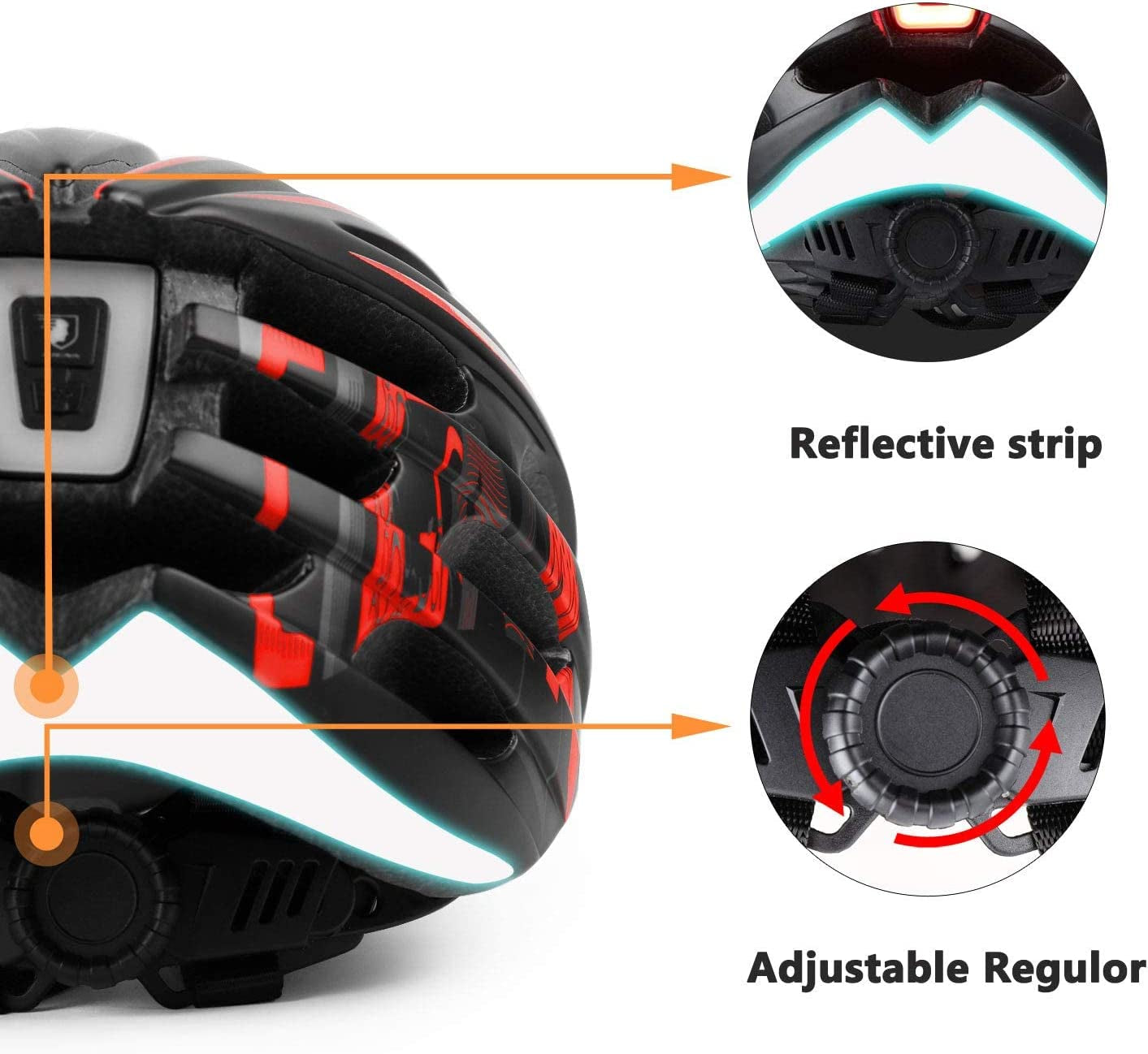 Reflective Bicycle Helmet - USB Rechargeable Light Helmet with Detachable Magnetic UV Goggles