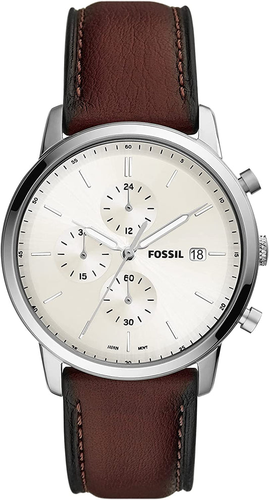 Men's Minimalist Watch - Leather or Stainless Steel Band Chronograph or Analog Watch Fossil