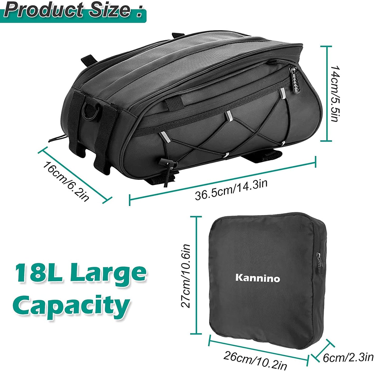 3 in 1 Bicycles Rear Rack Pannier Bag Waterproof Bike Trunk Bags 10L