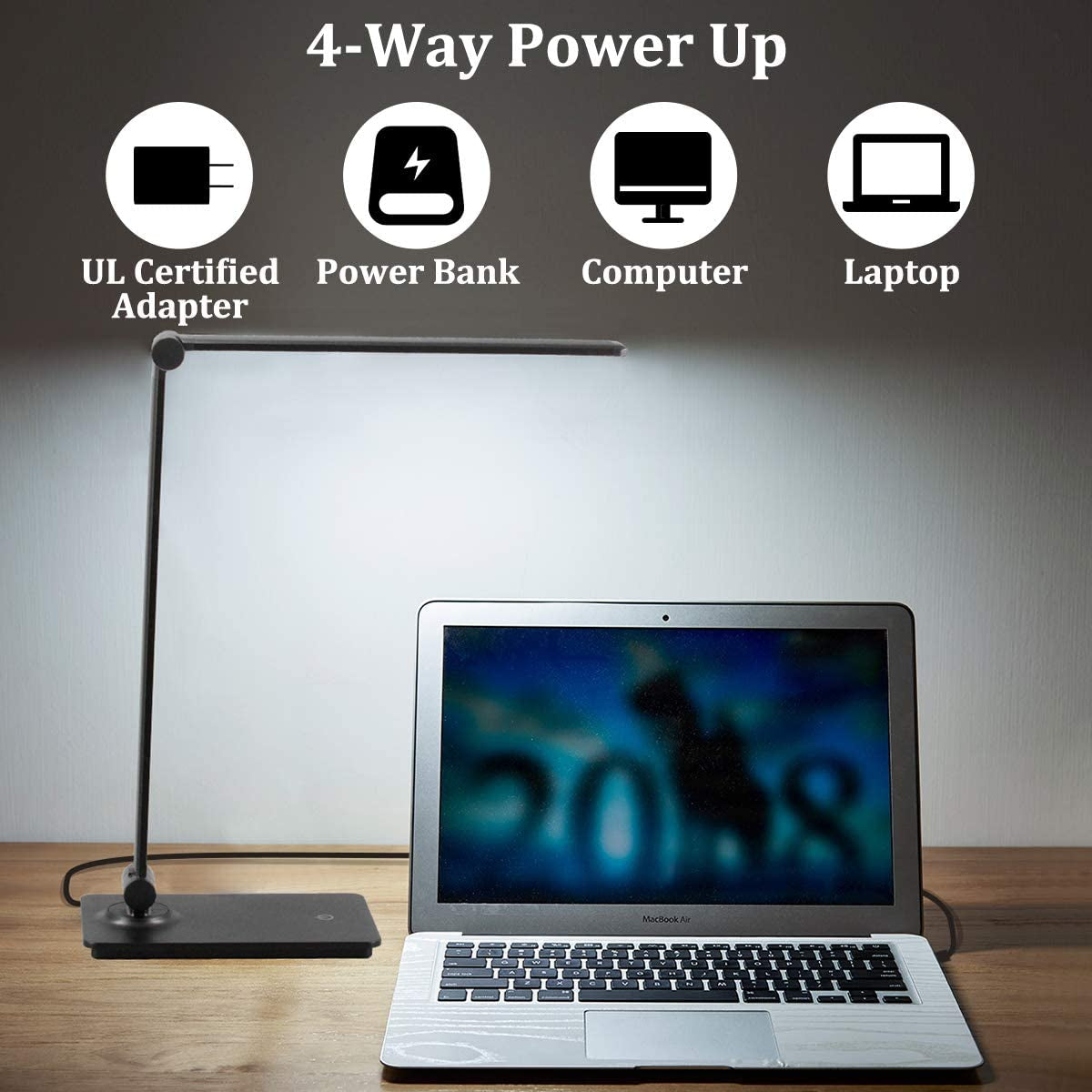 LED Touch Control Desk Lamp - 3 Levels Brightness & Adjustable Arm Office Lamp