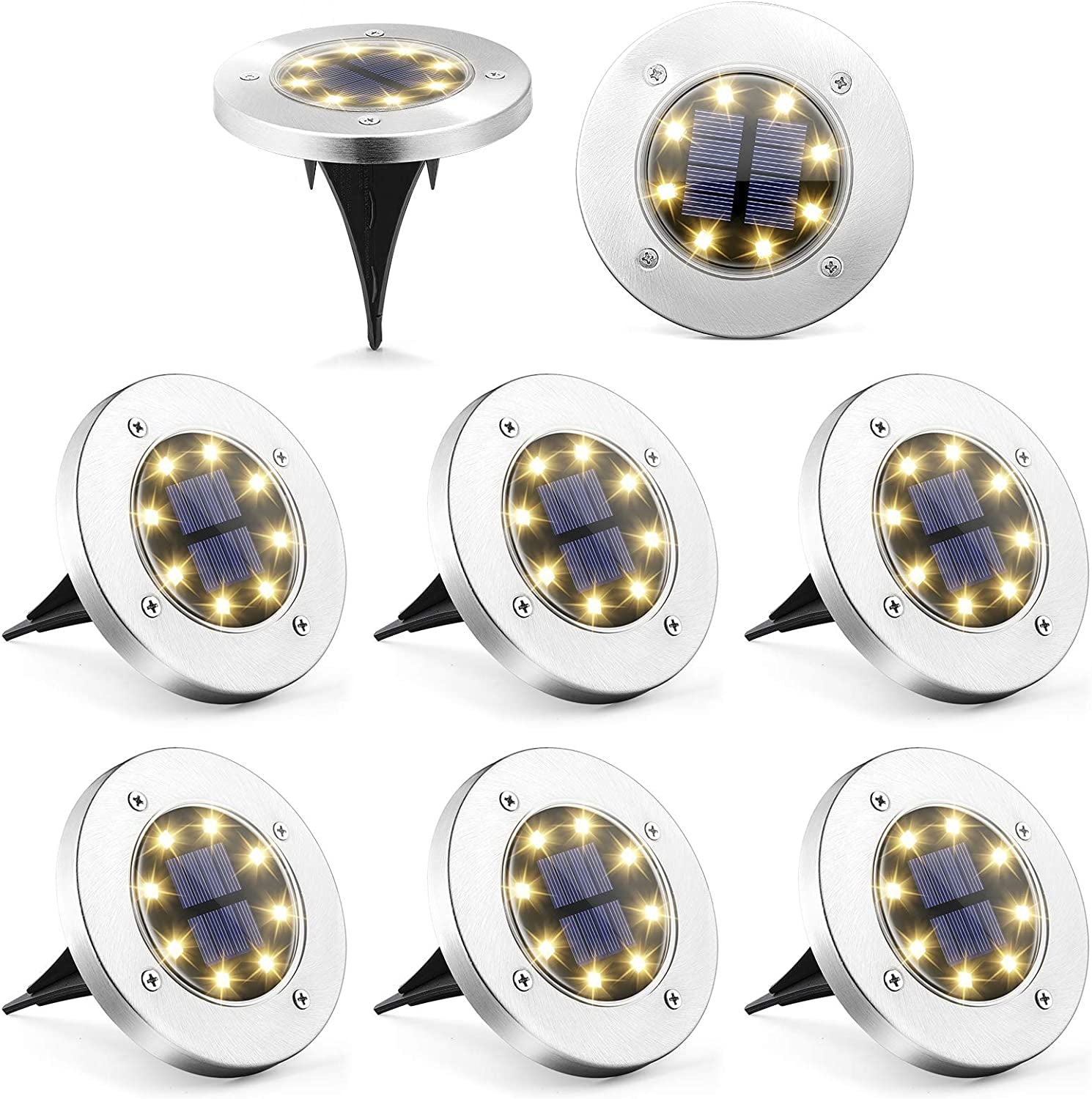 Garden and Patio Solar Powered Lights - 8 LED Waterproof Outdoor Solar Lights