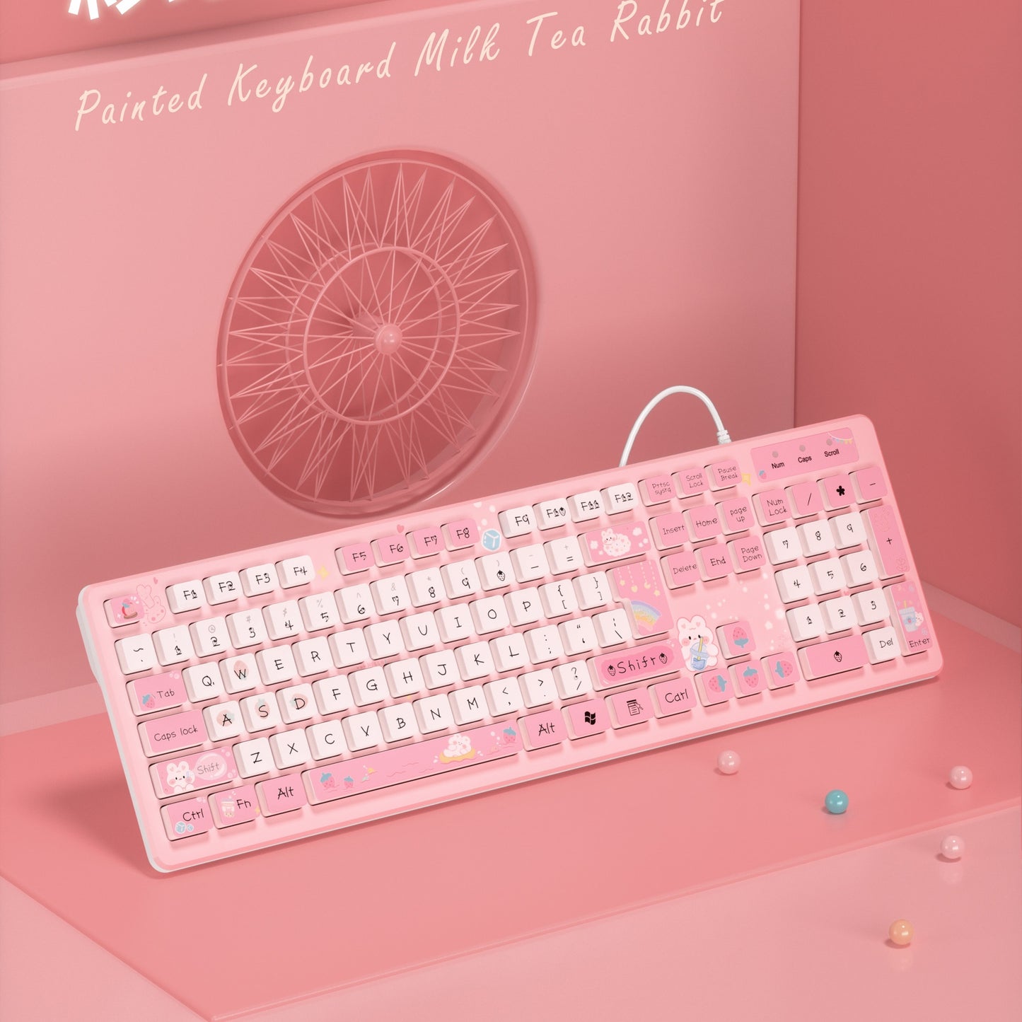 Cute Mute Click PC Wired Keyboard