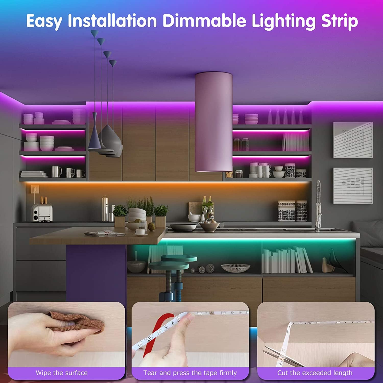 RGB Led Strip Lights - Color Changing Music Sync Led Lights with Remote and App Control