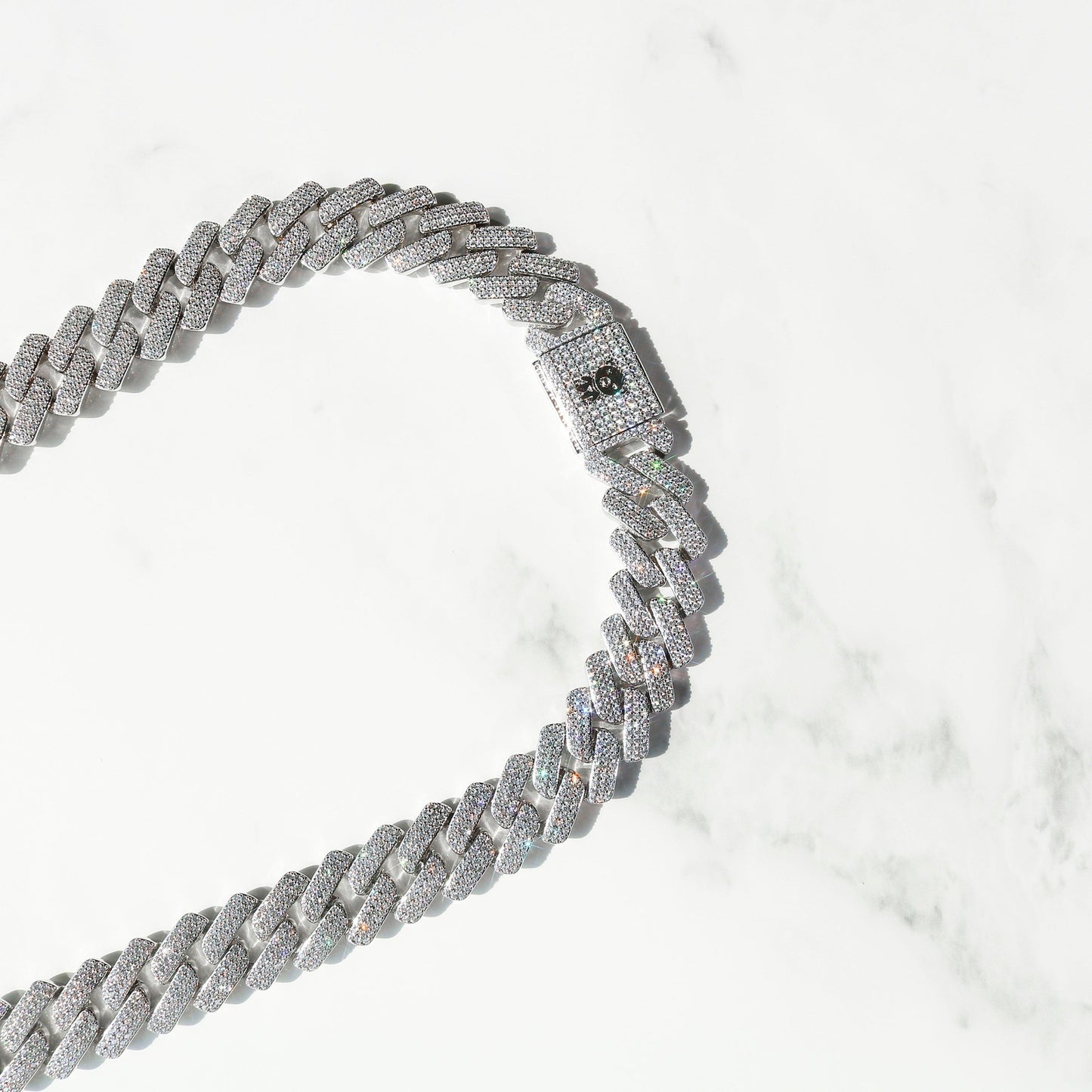 Monaco Chain in White Gold - Diamond Prong Monaco Chain