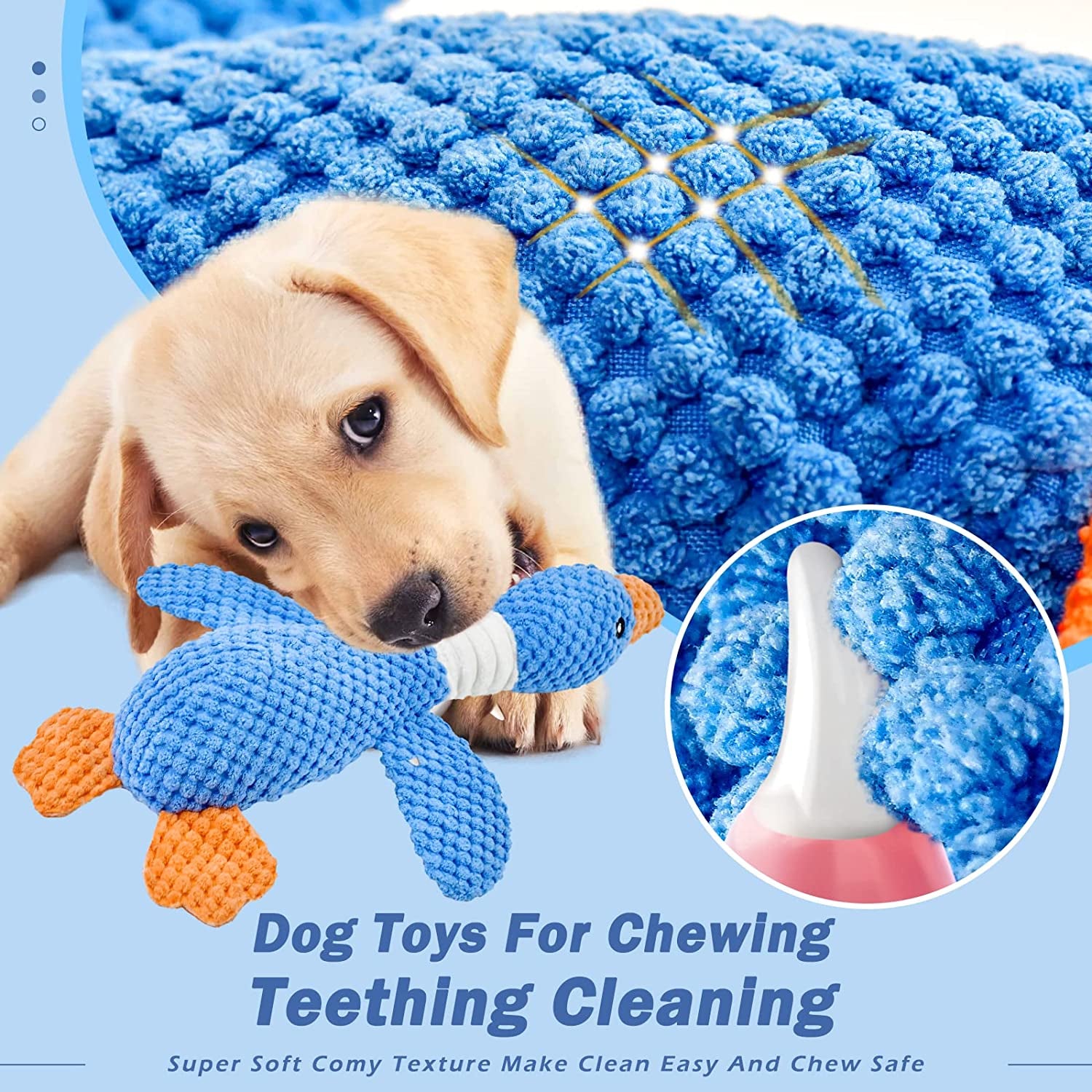 Indestructible Dog Toys for Aggressive Chewers - Crinkle Squeaky Dog Toys for Teething