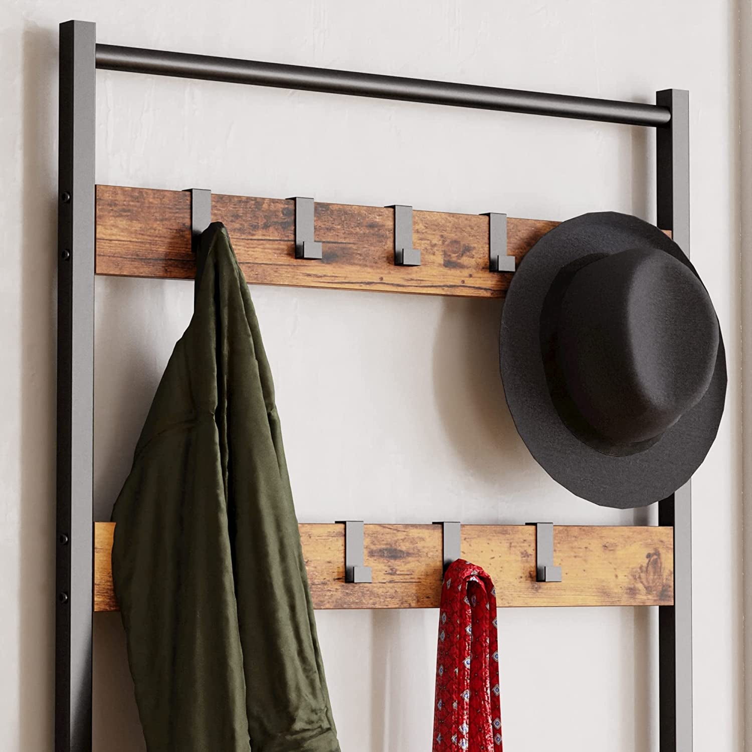 3 In 1 Coat Rack Hall Tree with Shoe Rack Bench for Entryway