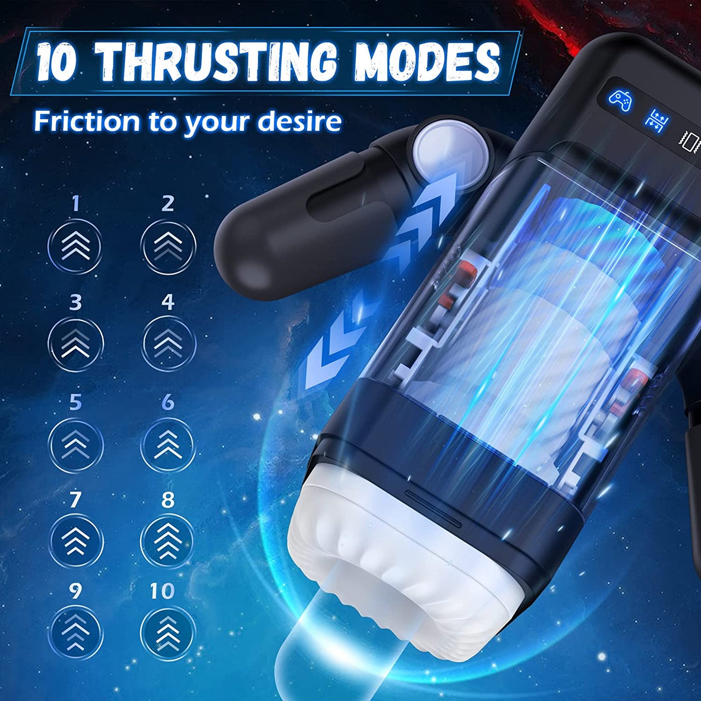 Male Automatic Masturbator - 10 Thrusting & Vibration Modes Heating Function with Phone Holder