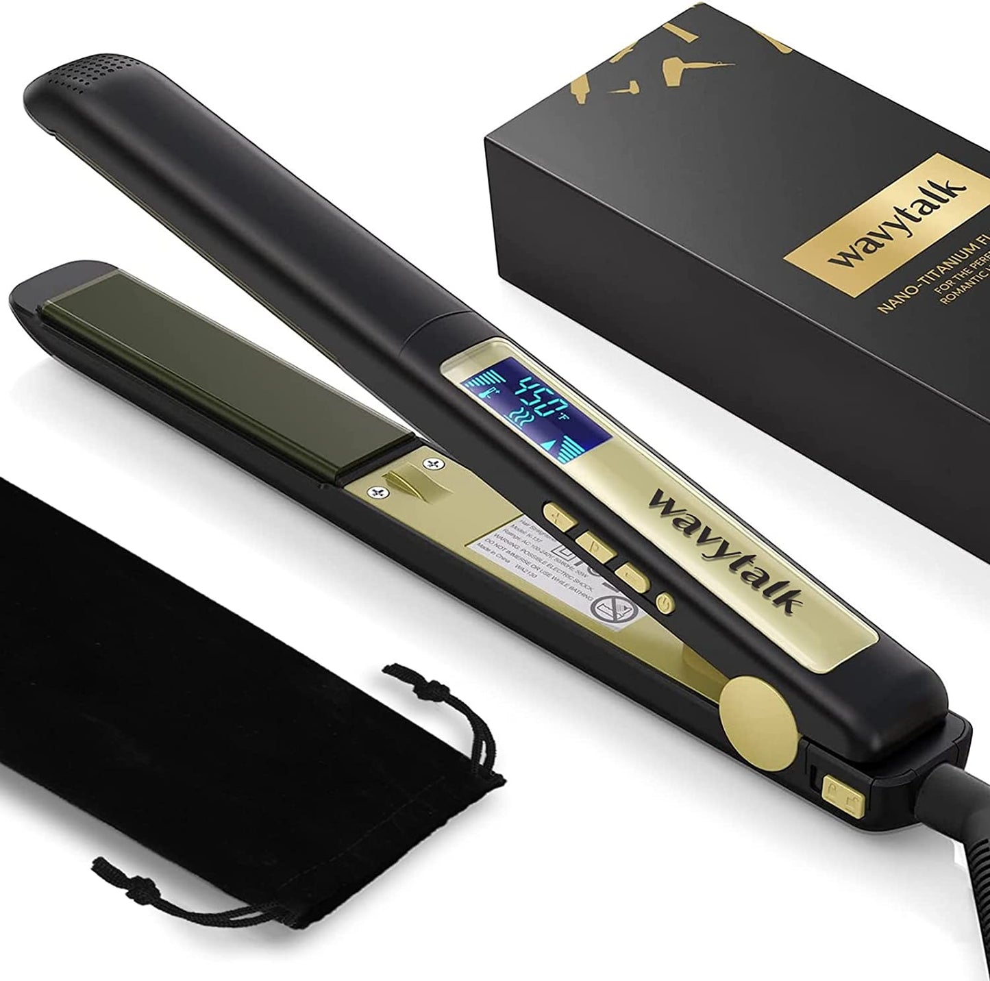 Salon Flat Iron Hair Straightener - Auto Shut-Off Negative Ion Titanium Plates Hair Straightener