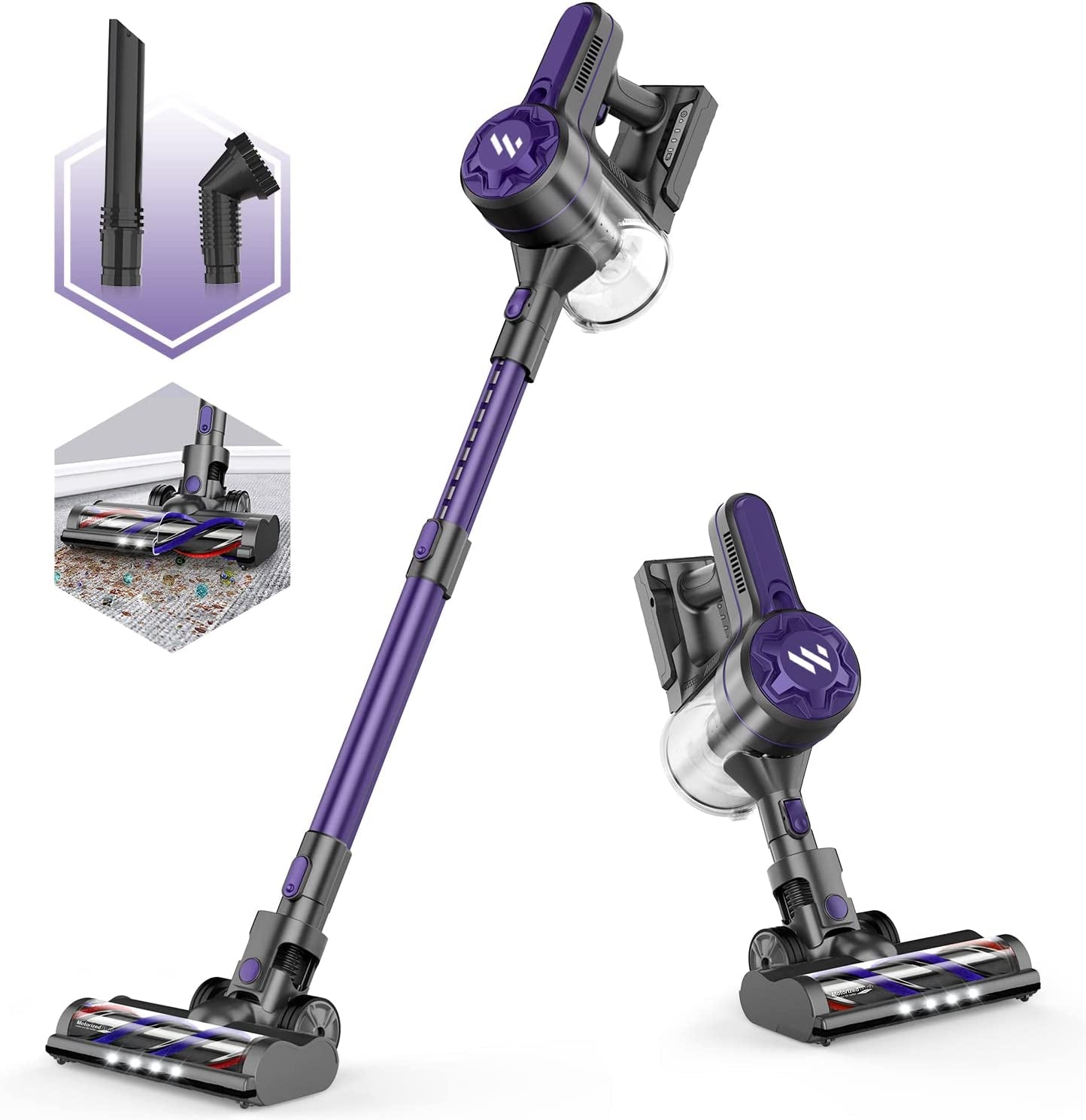 Cordless Vacuum Cleaner - Large Capacity Vacuum Cleaner with Detachable Battery and Washable Dust Cup