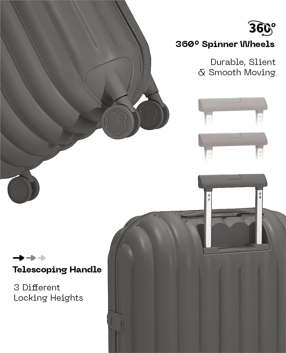 Carry on Luggage with 8 Spinner Wheels Luggage - Travel Suitcase With Tsa Lock