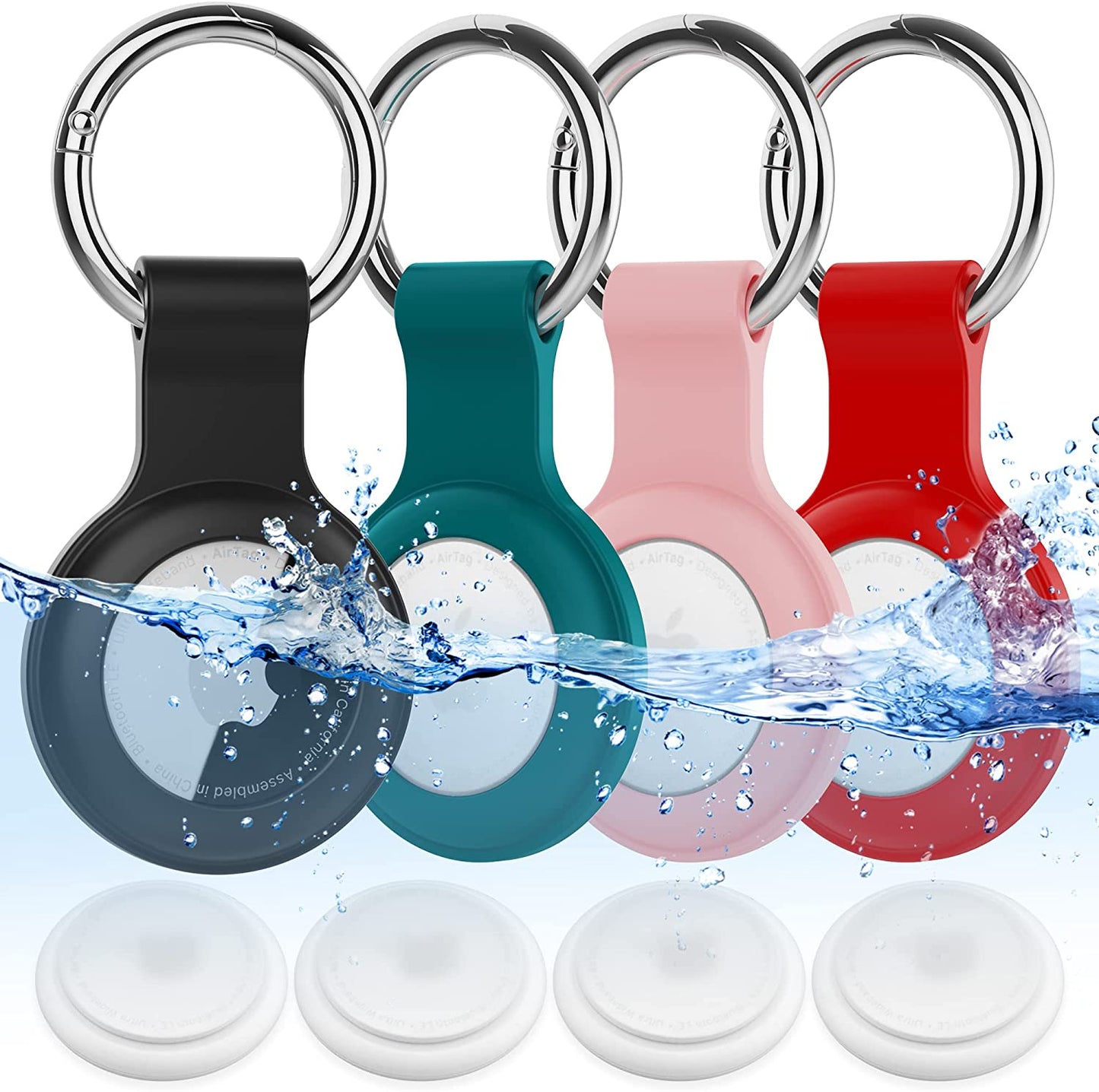 Waterproof Airtag Keychain Holder - Silicone Case Key Ring Air Tag Holder for Luggage Keys Dog Collar