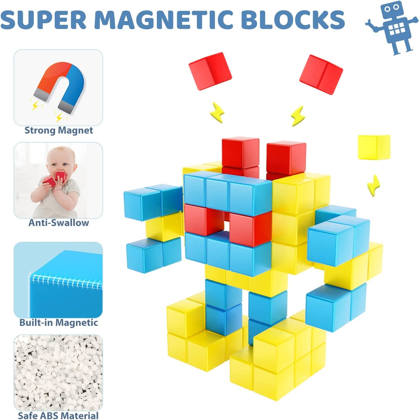 Magnetic Blocks Toddler Toys - Educational 3D Magnetic Cubes Toy