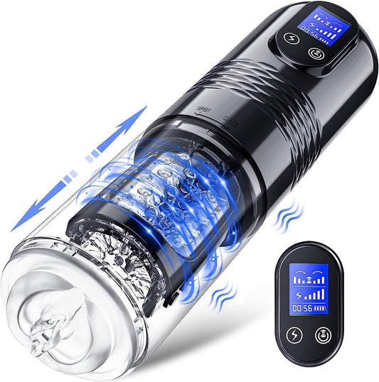 Sex Toys for Men - Male Masturbators 10 Vibrating & 6 Thrusting LCD Display Adult Toys