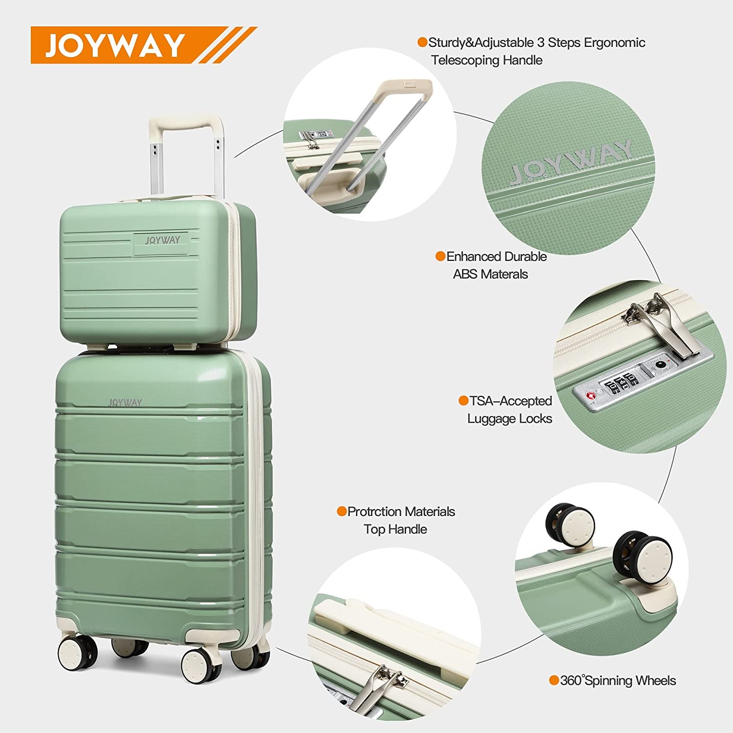 Suitcase Set - Carry-On Suitcases Set with TSA Lock Rigid Luggage with Swivel Wheels